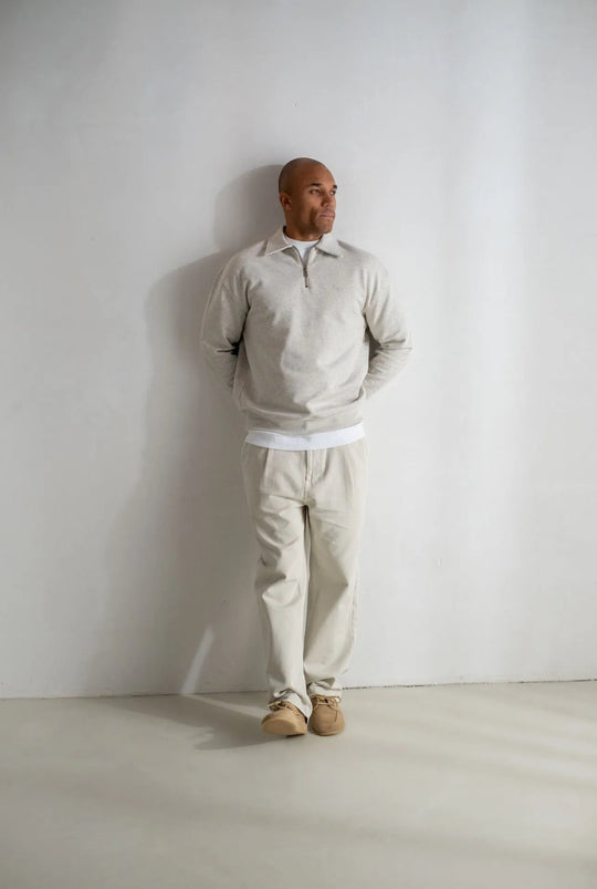 PRE-ORDER | Essential Zip Sweater | Grey Melange - CLUB 24