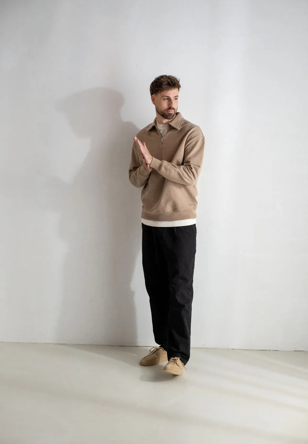 PRE-ORDER | Essential Zip Sweater | Camel Melange - CLUB 24